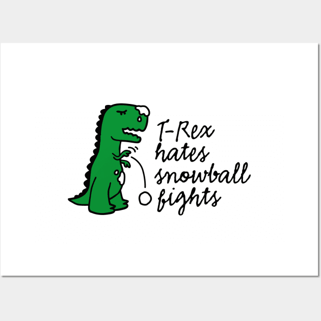 T-Rex hates snowball fights winter sports snow Wall Art by LaundryFactory